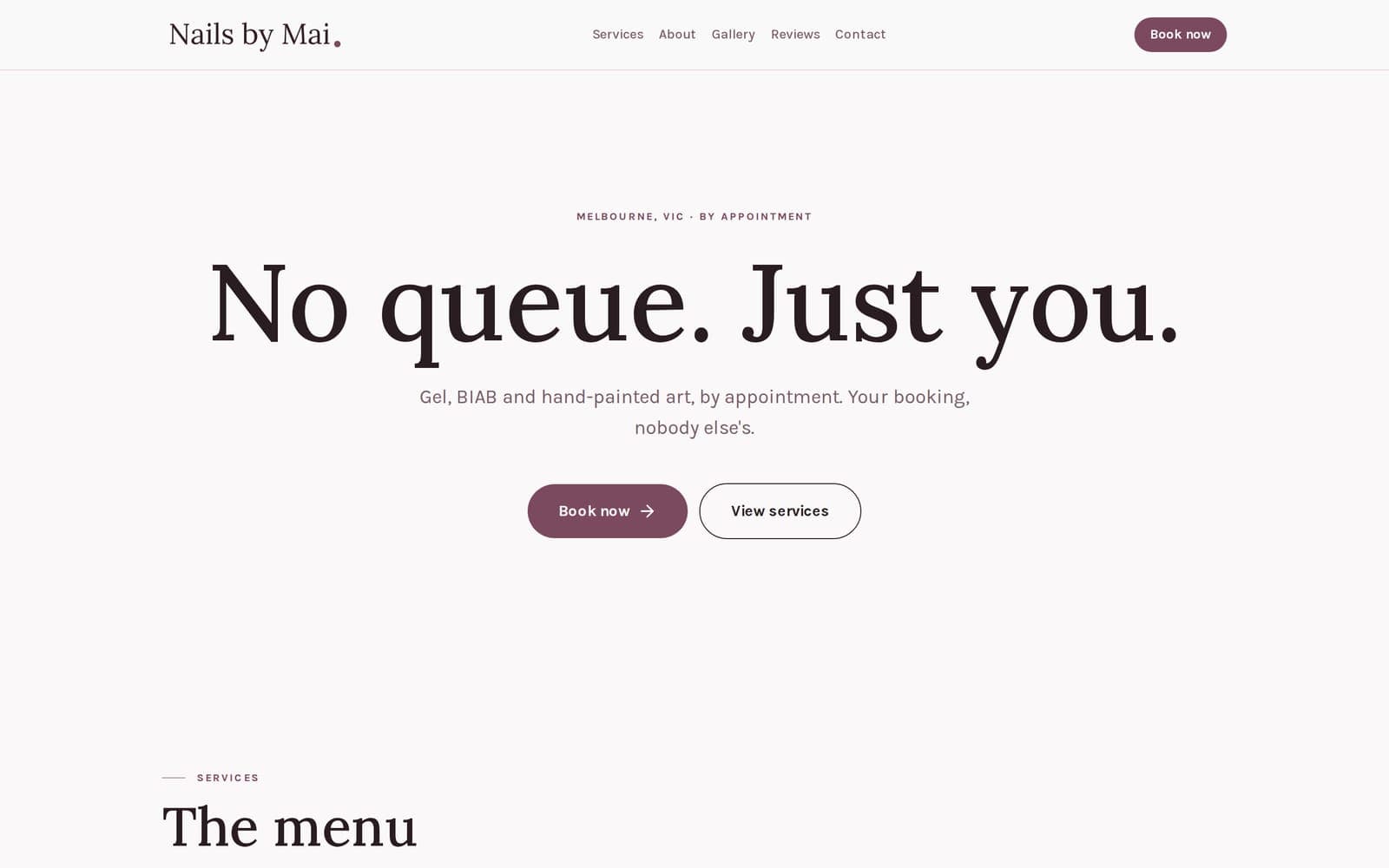 Nails by Mai website on desktop