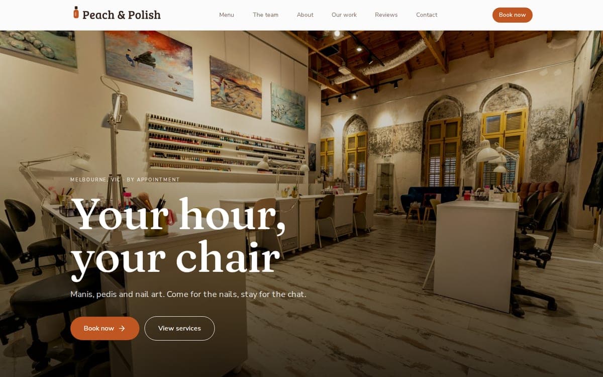 Peach & Polish website