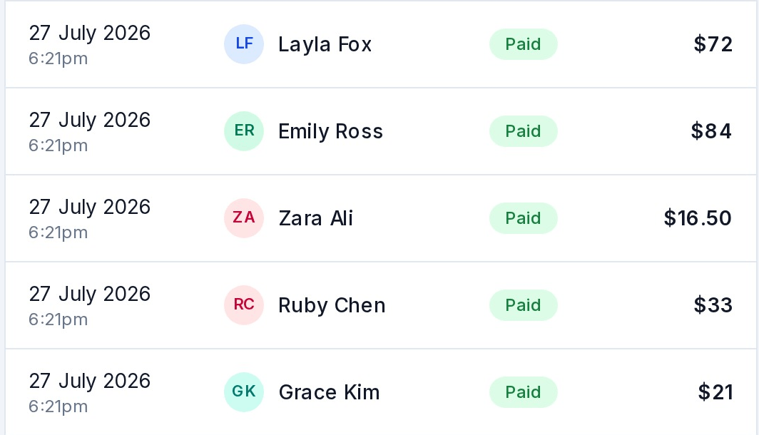 Deposits collected on real bookings