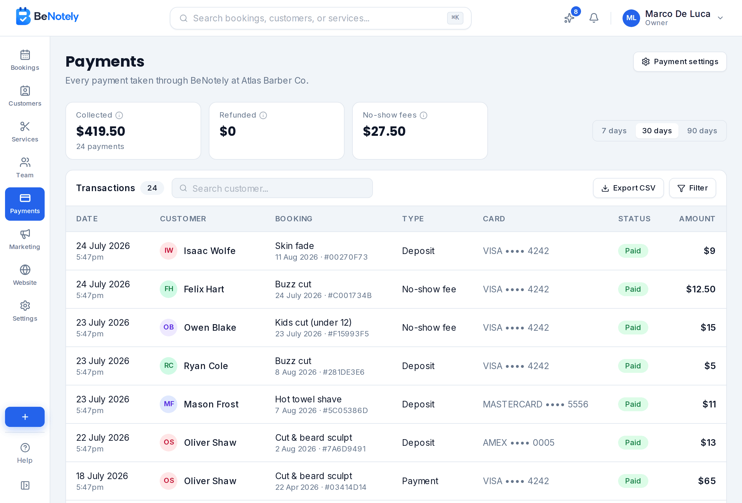 Deposits and reminders that stop no-shows