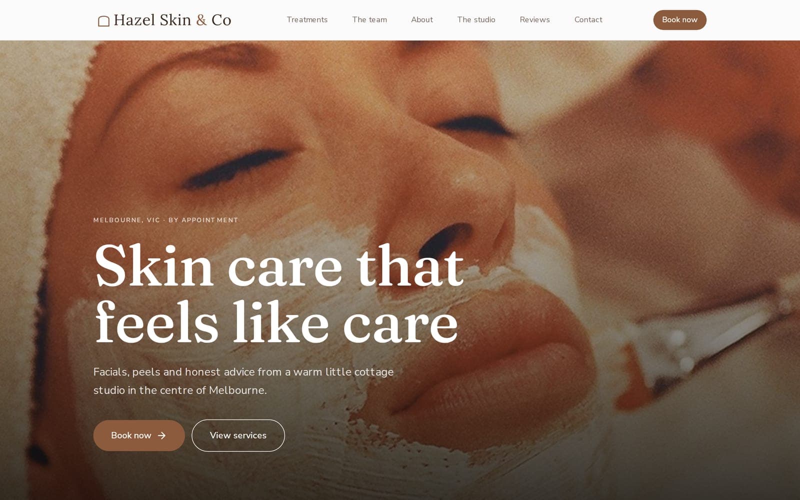 Hazel Skin & Co website on desktop