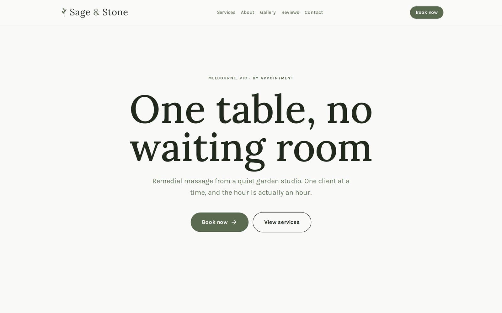 Sage & Stone Massage website on desktop