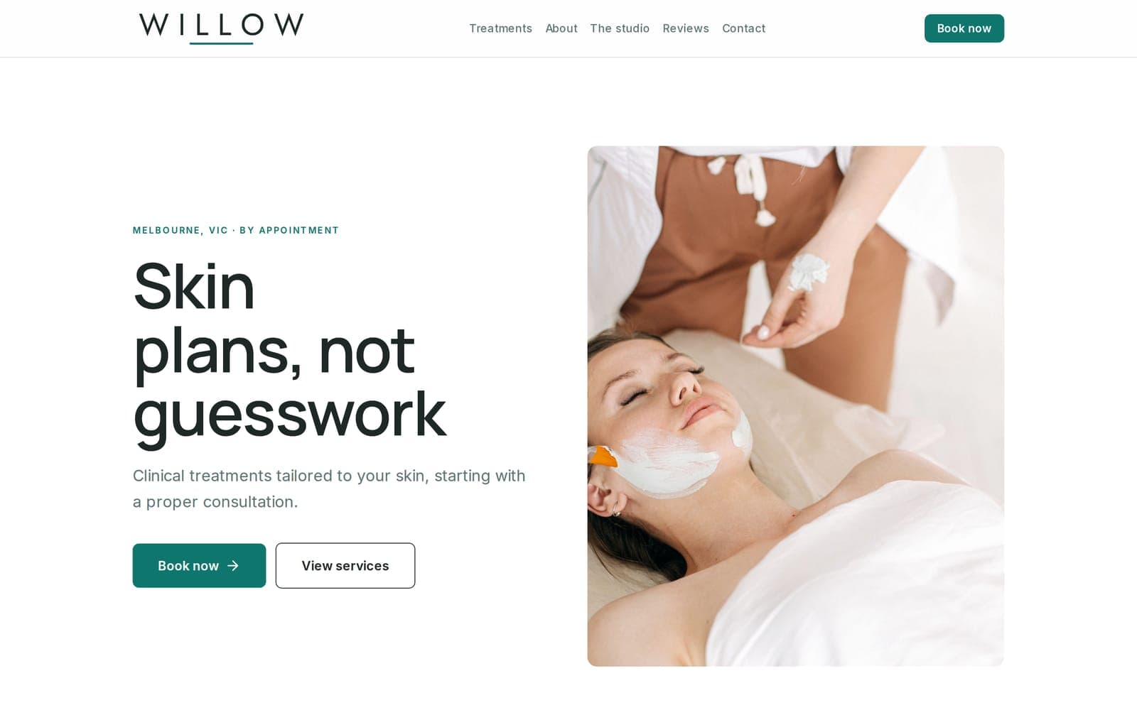 Willow Skin Studio website on desktop