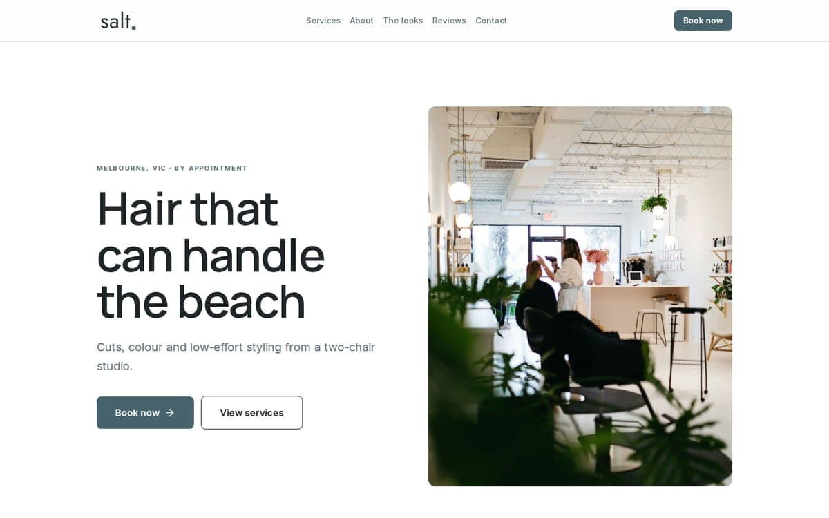 Salt Hair Studio website