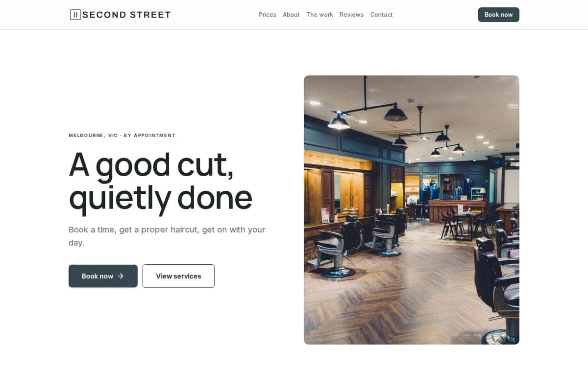 Second Street Barbers website